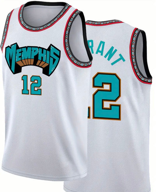 Men's White Basketball Shirt # 12 Classic Retro Embroidered Sleeveless Sweat wicking Breathable Tank Top Basketball Shirt