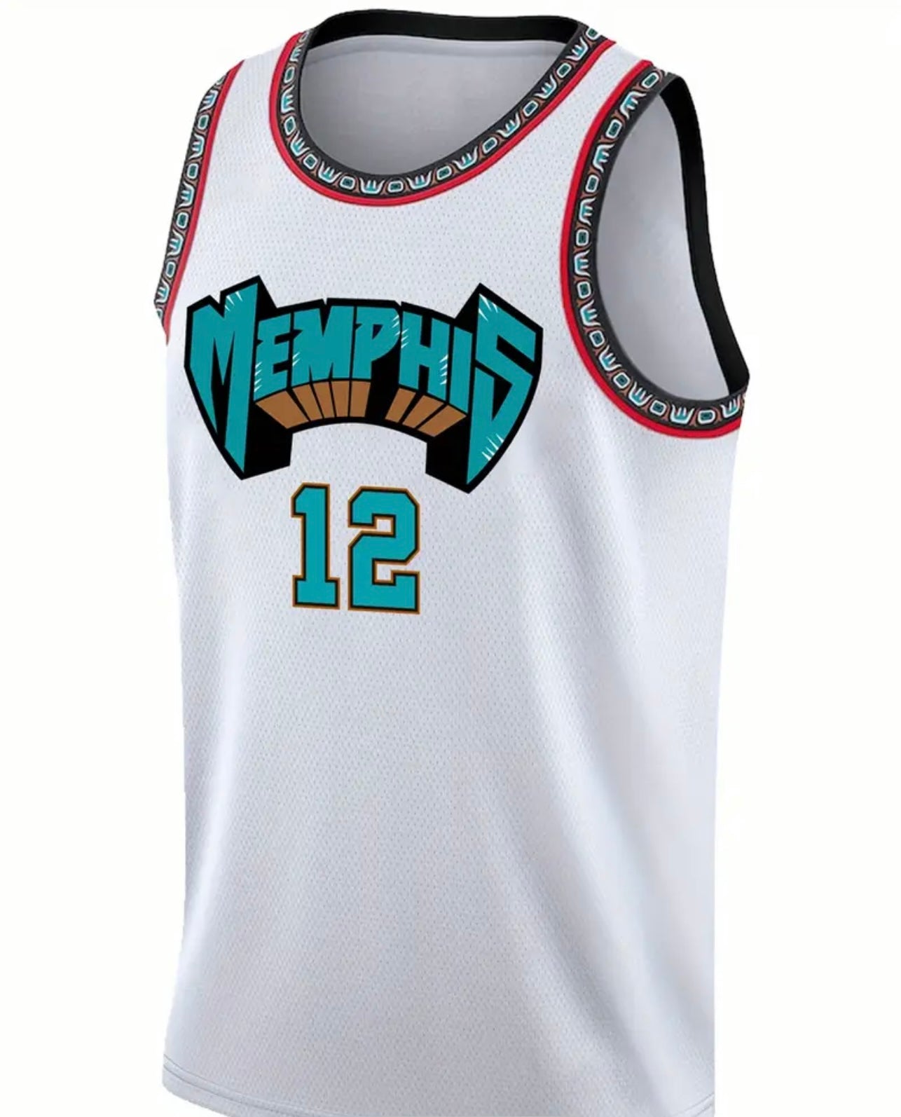 Men's White Basketball Shirt # 12 Classic Retro Embroidered Sleeveless Sweat wicking Breathable Tank Top Basketball Shirt