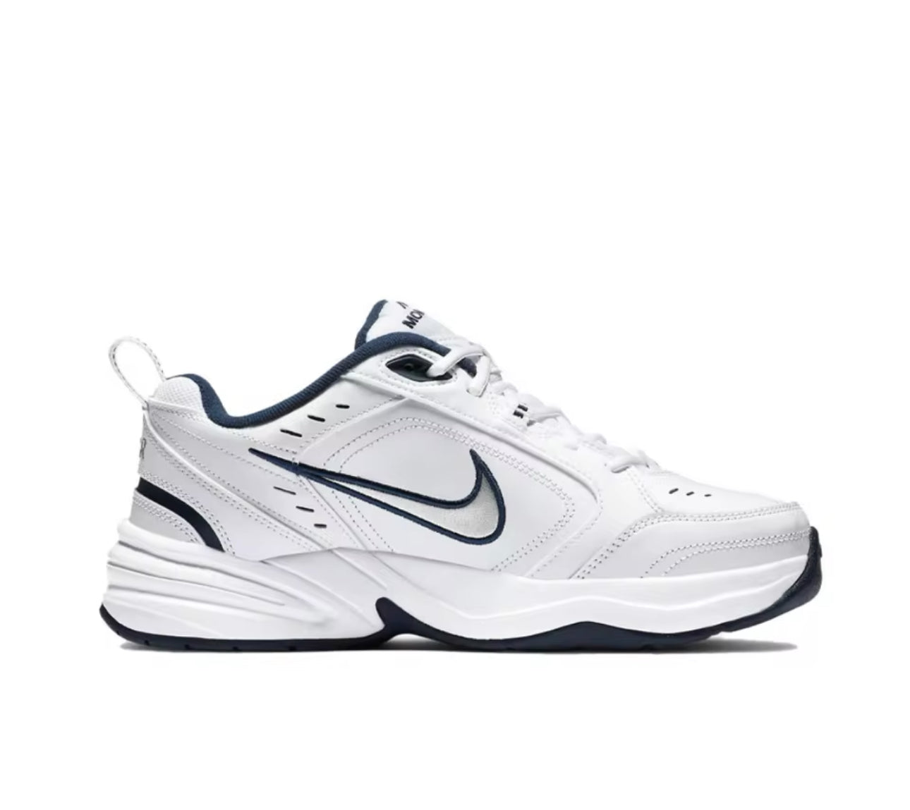 Nike Air Monarch 4 Low Men's and Women's Sneakers Classic Retro Casual White&Silver