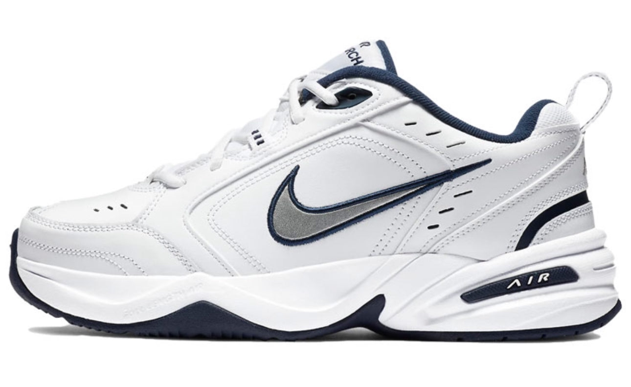 Nike Air Monarch 4 Low Men's and Women's Sneakers Classic Retro Casual White&Silver