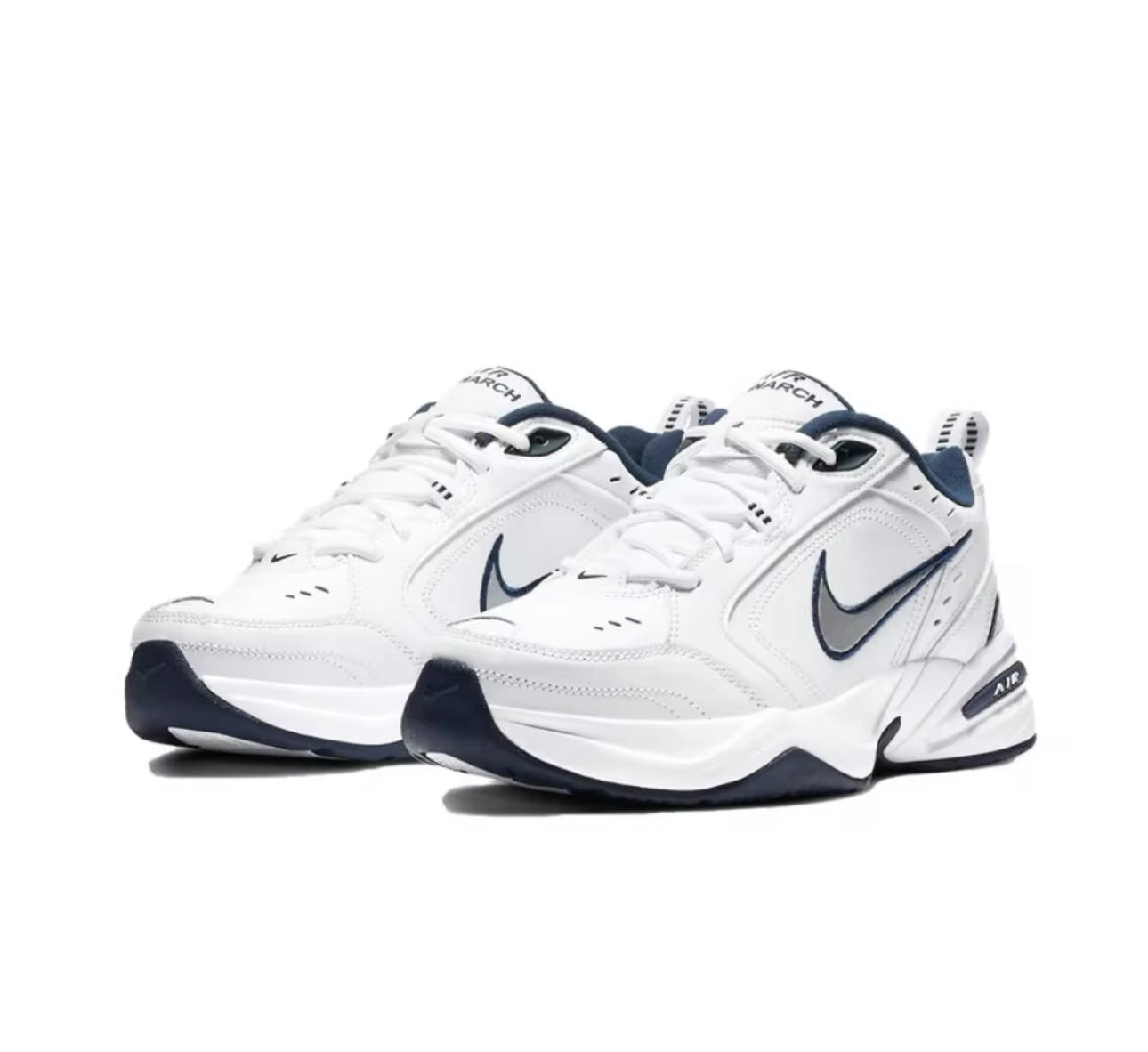 Nike Air Monarch 4 Low Men's and Women's Sneakers Classic Retro Casual White&Silver