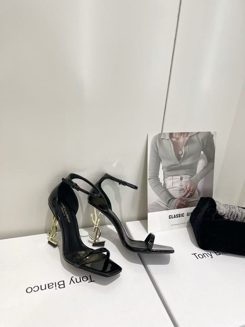 YSL HEELS BLACK/GOLD